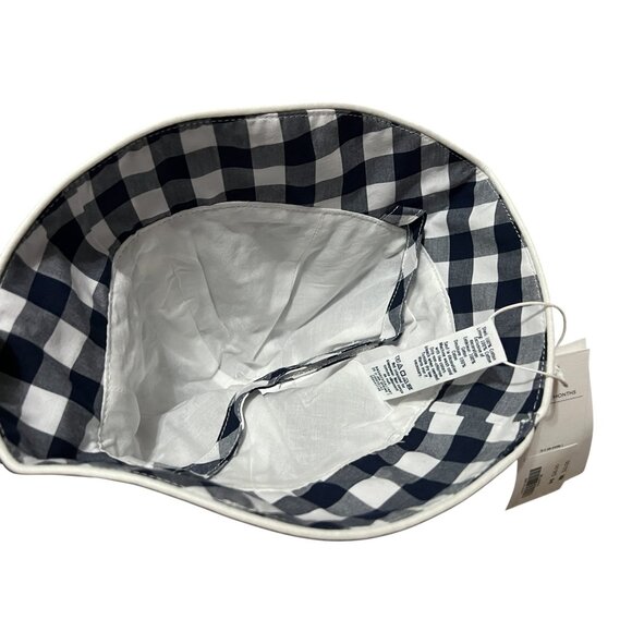 Janie & Jack Plaid Rimmed Bucket Hat Sz 6-12 Months Baby Girls Navy Blue & White - Picture 4 of 8